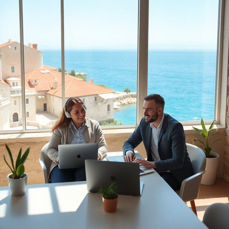 Dvojica poduzetnika u modernom coworking prostoru u Dubrovniku